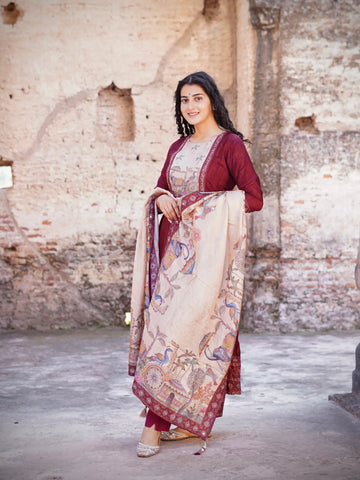 Heritage Wine Ready to Wear Anarkali Dress